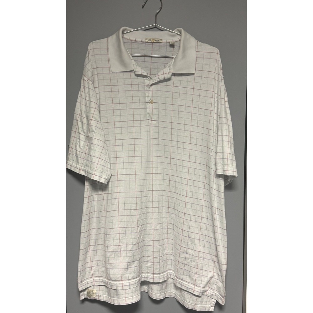 Peter Millar Men's Cotton Polo Golf Shirt Multicolor Check Pattern 2XL‎ Vintage